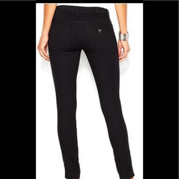 Guess “Power Skinny” Black Stretch Jeans Frayed ankle - Picture 1 of 7